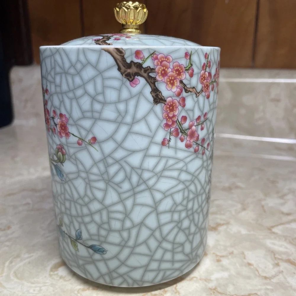 Beautiful Vibrant Ceramic Tea Canister 5x3.5